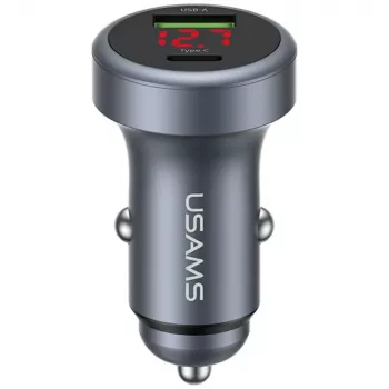 Încărcător auto USAMS CC327 din aluminiu 45W USB-A USB-C - patinat