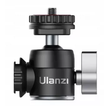 ULANZI U-60 Mini Ball Head with Dual Cold Shoe Mounts, 1/4 inch Thread, Aluminum Alloy, 1.5kg Load, Black