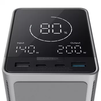 Power bank CUKTECH 300W 40000 mAh cu încărcare wireless 2x USB-C + 2x USB-A negru