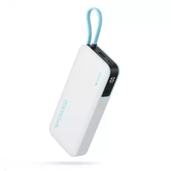 Power bank CUKTECH CUKP200NGLLG 55W 20000mAh cu cablu USB-C integrat - alb