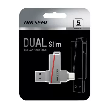 Memorie USB HIKSEMI CLE 64 GB E307C U3 Dual USB 3.2 și USB Type-C Gri