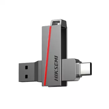 Memorie USB HIKSEMI CLE 64 GB E307C U3 Dual USB 3.2 și USB Type-C Gri