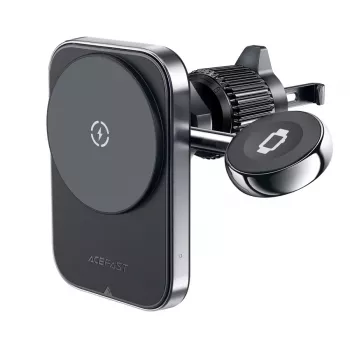 Suport auto Acefast D18 cu MagSafe / încărcător wireless Qi + cablu USB-A la USB-C - negru