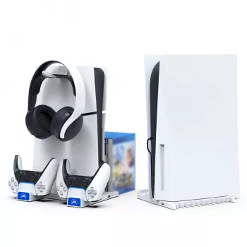 Stație de încărcare multifuncțională IPEGA pentru PS5 Slim, alb