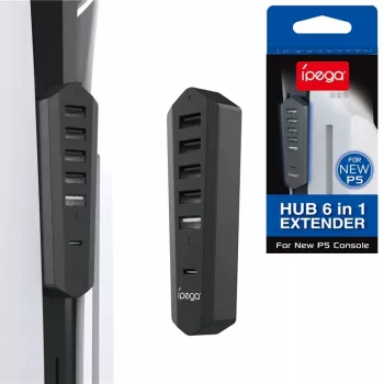 Hub USB/USB-C IPEGA pentru PS5 Slim, negru