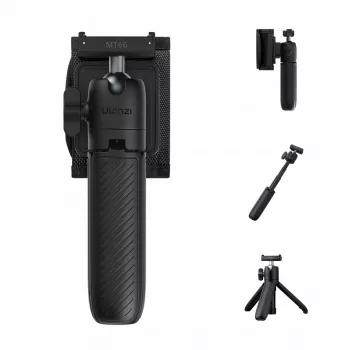 Trepied mini 3-in-1, baston selfie și clemă de rucsac ULANZI MT66 pentru DJI Osmo Action 5 Pro 4 3, GoPro, Insta360 - negru