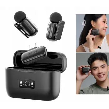 ULANZI A200 Mini Mic Wireless Lavalier Microphone Set - 2 Transmitters, USB-C, 100m Range, Black