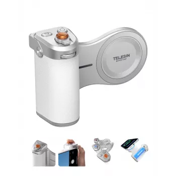 TELESIN MagSafe Pilot Grip Bluetooth cu baterie 3200mAh pentru iPhone - Alb
