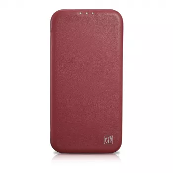 Husă folio din piele premium Icarer CE pentru iPhone 14 Plus cu clapetă magnetică MagSafe roșie (WMI14220715-RD)