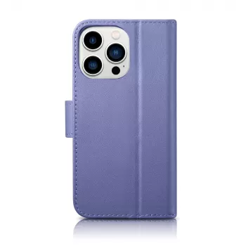 iCarer Husa portofel 2in1 pentru iPhone 14 Pro, folio din piele cu blocare RFID, Violet deschis (WMI14220726-LP)