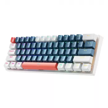 Tastatură mecanică gaming cu fir Machenike K500-B61, compactă 61 taste, switch-uri maro, iluminare RGB, albastru-albă