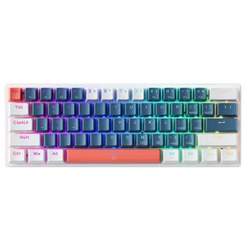 Tastatură mecanică gaming cu fir Machenike K500-B61, compactă 61 taste, switch-uri maro, iluminare RGB, albastru-albă