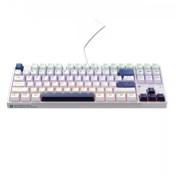Tastatură mecanică gaming cu fir Machenike K500B-B87, 87 taste TKL, Red Switch, iluminare RGB, albă