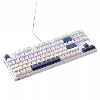Tastatură mecanică gaming cu fir Machenike K500B-B87, 87 taste TKL, Red Switch, iluminare RGB, albă