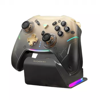 Controller gaming wireless Machenike G5Pro Premium Edition cu stație de încărcare - negru și auriu