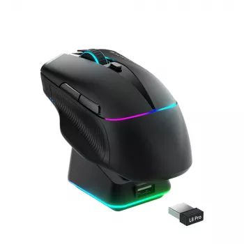 Mouse gaming wireless Machenike L8 Pro cu stație de încărcare - negru