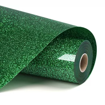 Folie flex cu sclipici pentru aplicare la cald LOKLIK, verde, 30,5 x 90 cm