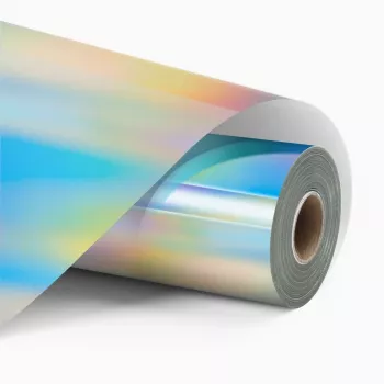 Folie vinil adezivă permanentă holografică LOKLiK - Iridescent Silver - 30,5 x 90 cm