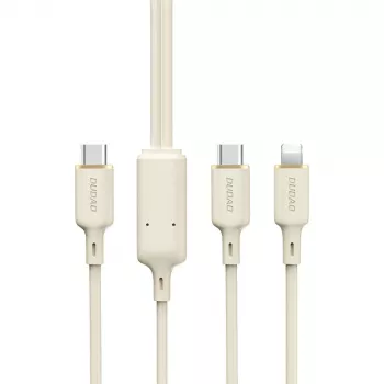 Dudao L7SF Cablu 2-în-1 USB-C la USB-C / Lightning 100W 1,2m bej