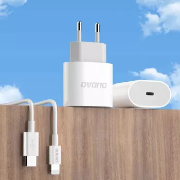 Dudao A14EUC Adaptor 20W (cablu USB-C la USB-C 1m inclus) alb