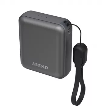 Dudao K22+ Power Bank ultra-compact 10000mAh 22.5W USB-C cu șnur/cablu - Gri