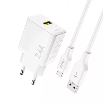 Încărcător de perete Dudao A23TEU 12W USB-A cu cablu USB-A la USB-C de 1m, alb