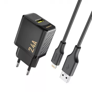Adaptor Dudao A23LEU 12W 1xUSB-A (cablu USB-A la Lightning de 1m inclus) negru