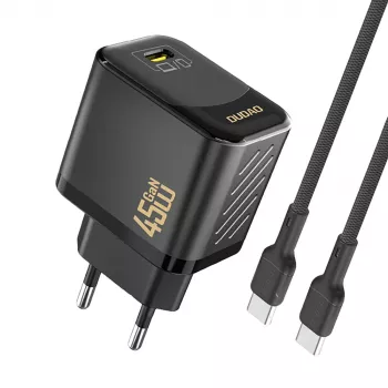 Încărcător de perete Dudao A28C 45W GaN cu cablu USB-C - negru