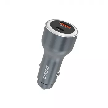 Încărcător auto Dudao R4Ultra 120W Power Delivery Quick Charge LED USB-A USB-C gri