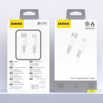 Cablu Dudao L25ST USB-A la USB-C 1m alb