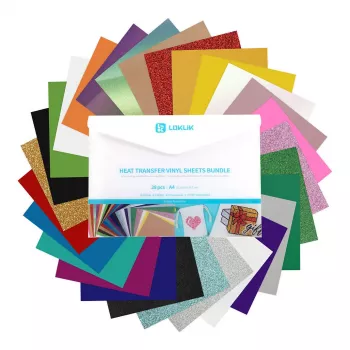 Pachet de materiale pentru plotter LOKLIK (A4), vinil termotransfer, 28 foi, multicolor