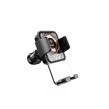 Suport auto pentru telefon Dudao F19 cu încărcător wireless 15W - negru