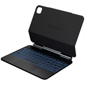 Husă cu tastatură Typecase Edge pentru iPad Air 11 M2 2024 / M3 2025 / M4 2026, fibră de carbon, neagră
