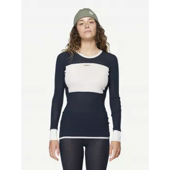 Tricou de bază damă Devold Wool Mesh 190 Shirt - Ink/Offwhite, mărimea M