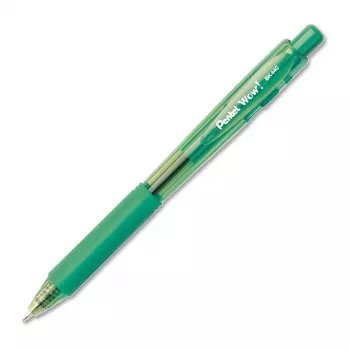 Pix cu bilă retractabil Pentel WOW! - cerneală verde - 1,0 mm vârf mediu - corp transparent cu accente verzi