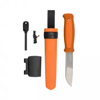 Cuțit cu lamă fixă Morakniv Kansbol cu kit de supraviețuire, portocaliu