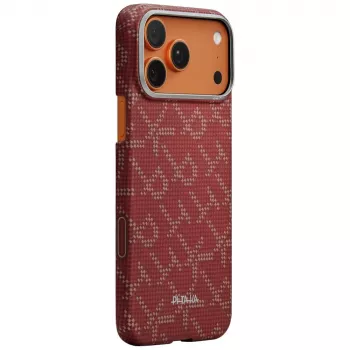 PITAKA Ultra-Slim Monogram MagSafe Case for Apple iPhone 17 Pro, Gold Red