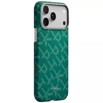 PITAKA Ultra-Slim Monogram MagSafe Case for iPhone 17 Pro, Gold Green
