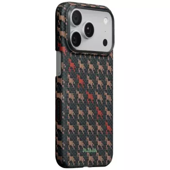 Husă PITAKA Edge Case Happiness Rides In pentru iPhone 17 Pro Max, fibră aramidă, MagSafe, Ebon Kylin
