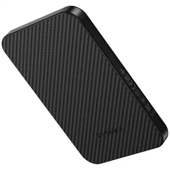 Baterie externă PITAKA din fibră de aramidă 5000mAh Qi2 MagSafe neagră-gri