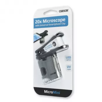 Microscop portabil de mână Carson MicroMini 20x cu iluminare LED - negru