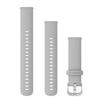 Curea ceas din silicon Garmin QuickFit 18 mm, gri ceață, cu cataramă argintie, 010-12932-0C