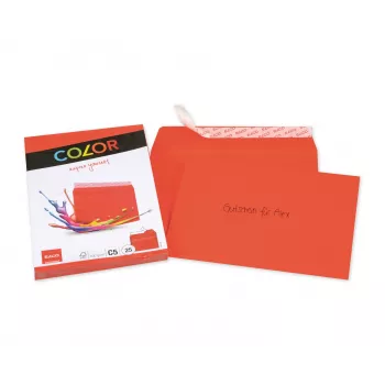 Plic color ELCO C5 (162 x 229 mm), fără fereastră, autoadeziv, 100 g/m², Roșu, 25 buc. (74618.92)