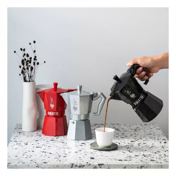 Cafetieră de espresso pentru aragaz Bialetti MOKA EXCLUSIVE 6 cești, neagră (9066)