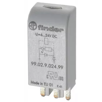 Modul indicator LED verde cu diodă Finder 6-24 VDC pentru socluri releu seria 95 99.02.9.024.99
