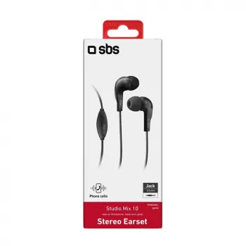 Cască in-ear SBS TEINEARKL cu microfon - negru - cu fir - cablu 1,2m - jack 3,5mm - apeluri și muzică