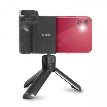 SBS Wireless Reflex Set BT kit vlogging pentru smartphone cu mini trepied, declanșator Bluetooth și lampă inelară LED, negru