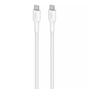 Cablu USB-C la USB-C împletit PURO Fabric Heavy Duty 1,2m alb