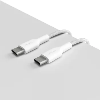 Cablu USB-C la USB-C împletit PURO Fabric Heavy Duty 1,2m alb