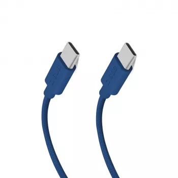 Cablu USB-C la USB-C SBS TECABLE TISSUE TCCB 1,5m 60W împletit - albastru